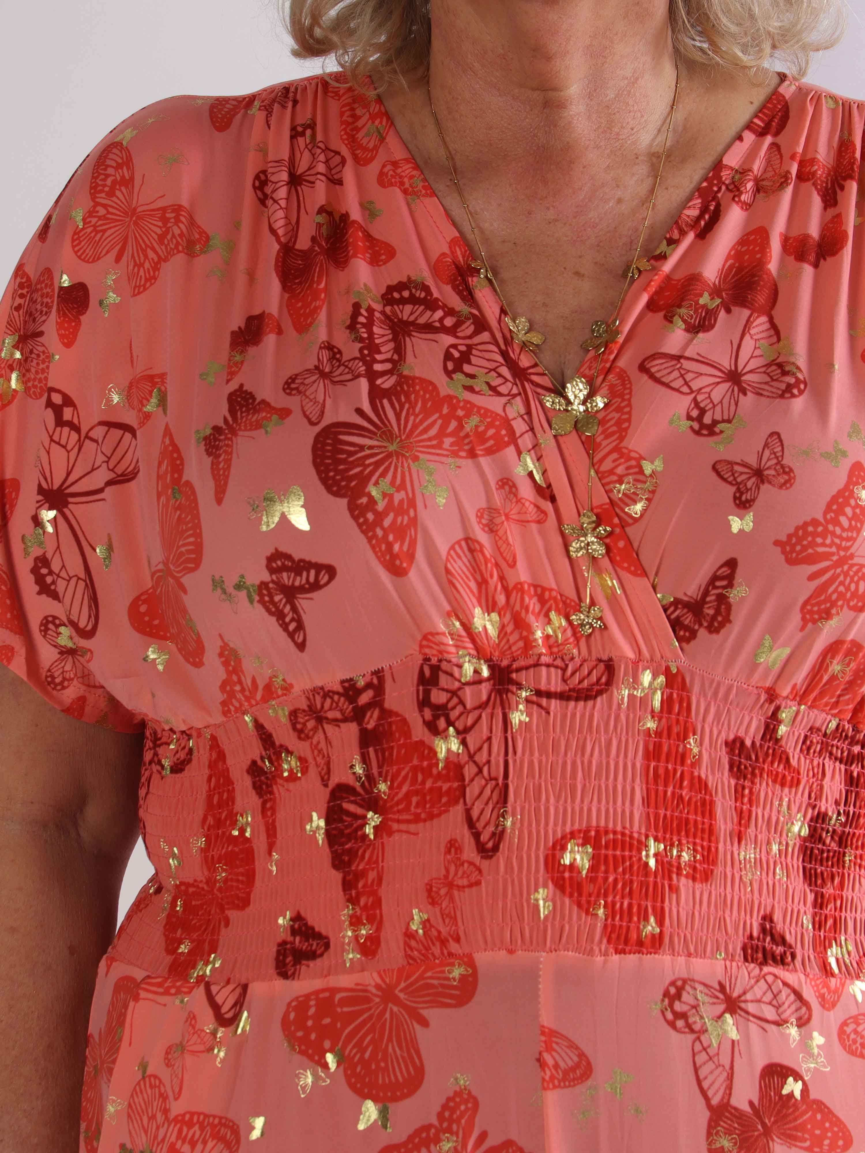 Pams Butterfly Jumpsuit - Elastisk plus size buksedragt i sommerfugleprint